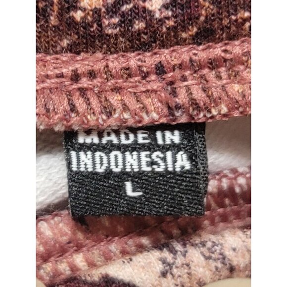 Soulgani Active Women's Brown & Pink Earthy Pattern Capri Leggings Size L - Picture 9 of 10